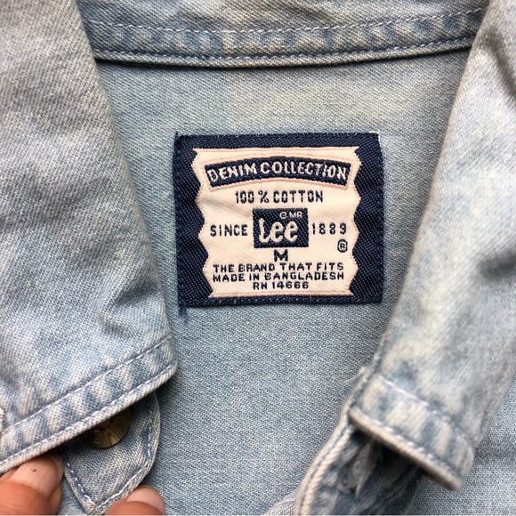 Peanuts Snoopy vintage denim chambray shirt size M/L - Picture 4 of 5